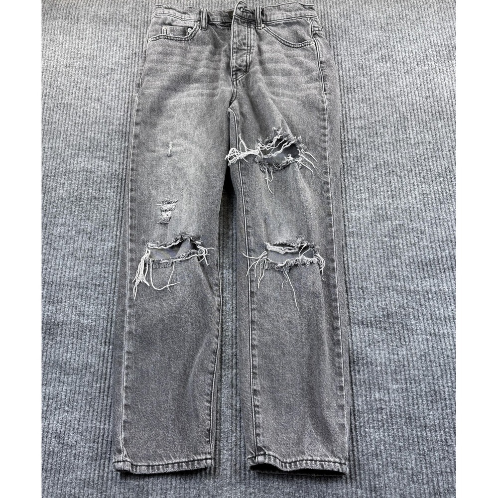 BDG Slim Straight‎ Jeans Womens 27 Gray Medium Wash Distressed Button Fly Denim